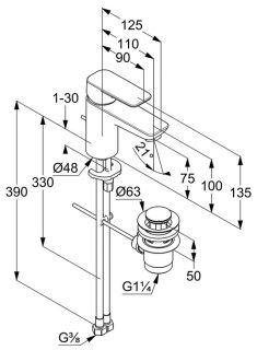 Смеситель для раковины Kludi Pure&Style хром 403820575